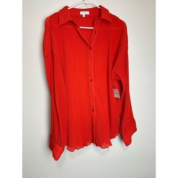 Orange Red Plisse Short set - Picture 3 of 8